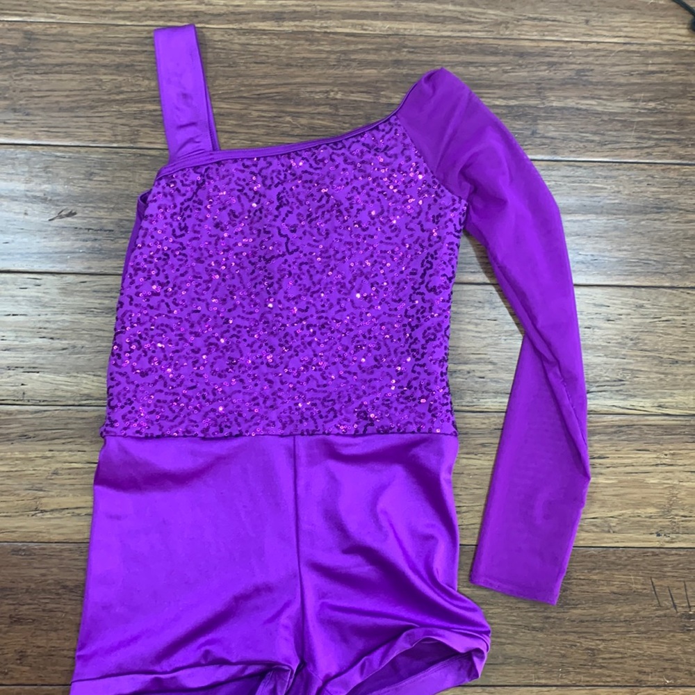 Purple Sequin Kids Dance Costume